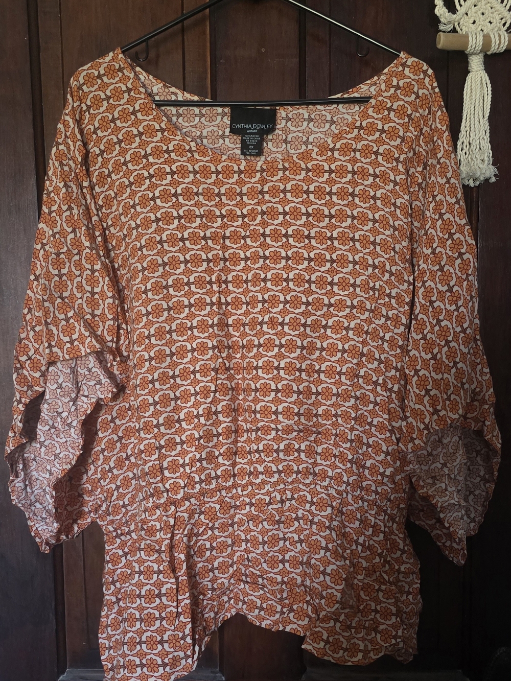 Cynthia Rowley Orange White Floral Peplum Tunic Top